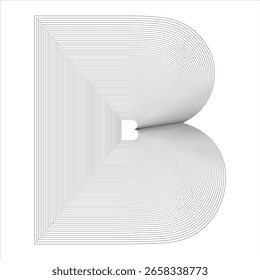 Abstract wavy art line waves pattern b shape halftone of modern technology and science.