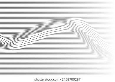 Abstract wavy artistic vector template, wave stripe background simple texture.