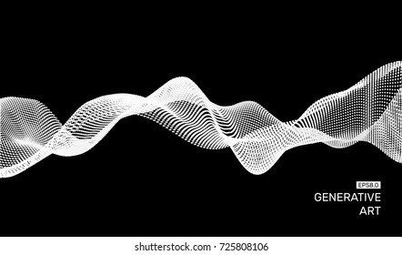 Resumen de fondo ondulado para banner, volante, portada de libro, afiche. Efecto dinámico. Cuadrícula de 3d perspectiva. Ilustración vectorial con puntos. Diseño de red con partícula.