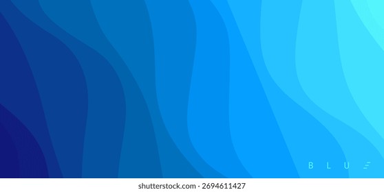 Abstract wavy background. Blue gradient. 3D effect. Vector illustration for brochure, poster, presentation, cover, screen, flyer or banner.