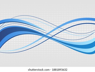Resumen de fondo ondulado. Líneas azules en un fondo con mosaico gris