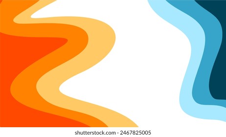 Abstrakter wellenförmiger Hintergrund. blauer und orangefarbener Hintergrund. Abstrakter blauer Bildschirmhintergrund für Arbeitsfläche. Abstrakter kurviger oranger Hintergrund.