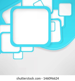 Abstract wavy background with blue squares