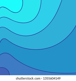 Abstract wavy background in blue tones. Pattern winding lines