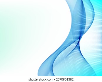 Abstract wavy background. Blue transparent smoky wave on white background.