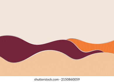 Abstract wavy background. Brown, grey and dark grey smooth waves with thin striped lines pattern