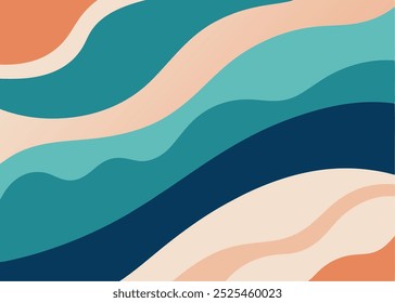 Abstract wavy background with calming colors and flowing shapes. Perfect for modern, minimal designs, with a coastal vibe. Ideal for wall art, branding, and social media.