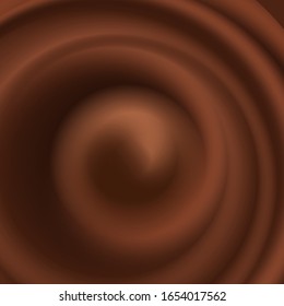 Abstract wavy background with chocolate spiral swirl. Vector illustration