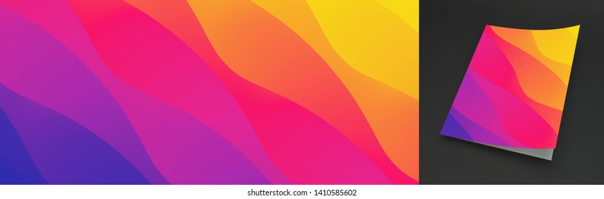 Abstract wavy background with color gradient. Trendy modern design. Applicable for placards, flyers, banners, book covers, brochures, planners and notebooks. Vector illustration.
