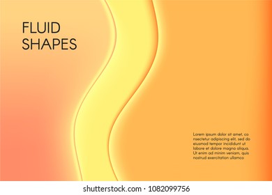 Abstract Wavy Background. Composition with Thick Liquid. Fluid Shapes with 3D Effect Made Using Gradient Mesh. Caramel Stains. Abstract Background for Wallpaper, Web Design, Brochure, Visit Card.
