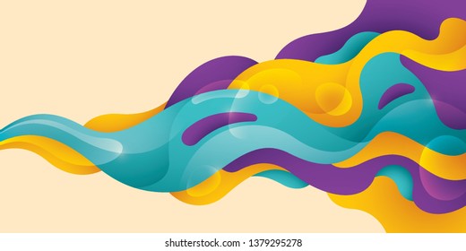 Abstract wavy background design in colorful modish style. Vector illustration.