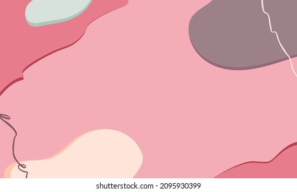 Abstract wavy background of doodle shapes, lines on pink background with blank space in center for text.