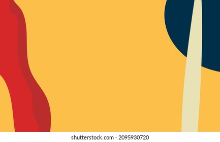 Resumen de fondo ondulado de formas de doodle, líneas sobre fondo amarillo con espacio en blanco en el centro para texto.