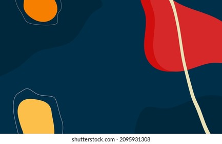 Abstract wavy background of doodle shapes, lines on blue background with blank space in center for text.