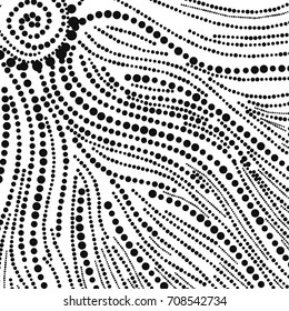 Abstract wavy background. Dotted wavy lines. Connected structure.