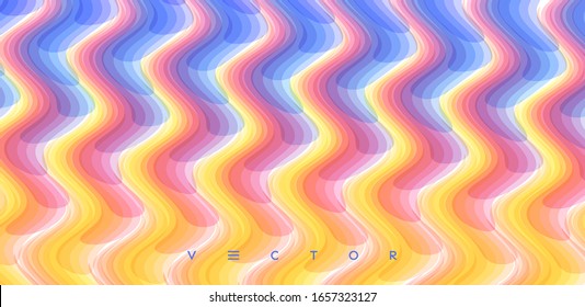 Abstract wavy background with dynamic effect. Modern screen design for mobile app and web. Fantasy digital art. 3d vector illustration. 