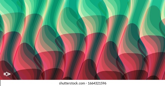 Abstract wavy background with dynamic effect. Modern screen design for mobile app and web. Fantasy digital art. 3d vector illustration. 