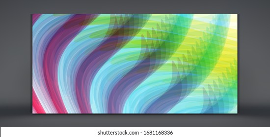 Abstract wavy background with dynamic effect. Modern screen design for mobile app and web. Fantasy digital art. 3d vector illustration. 