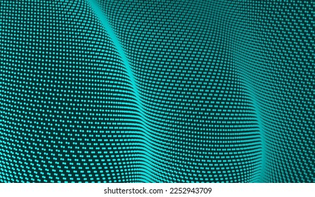 Abstract wavy background with dynamic effect. Cyberspace grid. 3d technology vector illustration.