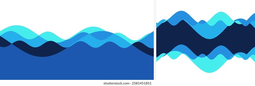 Abstract wavy background with dynamic effect. Water surface. Motion sound wave. Cover design template. 3d vector illustration for banner, flyer, poster or brochure.