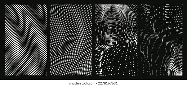 Abstract wavy background with dynamic particles. Circular grid pattern. Vector illustration with particle. Design for brochure, poster, presentation, flyer or banner.