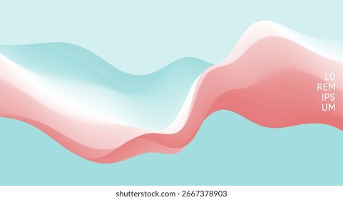 Fundo ondulado abstrato. Cores de gradiente. Design líquido moderno. Ilustração vetorial para brochura, cartaz, capa, cartão, apresentação, folheto ou banner.