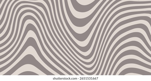 Fundo ondulado abstrato com linhas cinzentas e brancas. O fundo apresenta um padrão hipnótico cinza e branco com uma textura suave.