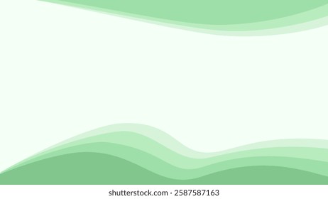 Abstract Wavy Background with Green Tones and Fluid Design 