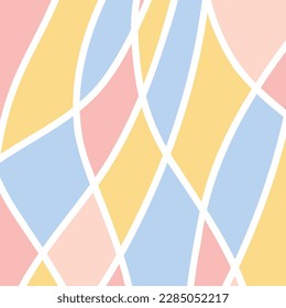 Abstract wavy background with intersecting white lines, dynamic multicolor spring diamond pattern