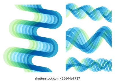 Abstract wavy background made of many overlapping stripes and with dynamic effect. Modern screen design for mobile app and website. 3D vector illustration for brochure, banner, flyer or presentation.