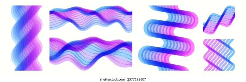 Abstract wavy background made of many overlapping stripes and with dynamic effect. Modern screen design for mobile app and website. 3D vector illustration for brochure, banner, flyer or presentation.
