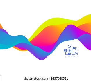 Abstract wavy background with modern gradient colors. Trendy liquid design. Motion sound wave. Vector illustration for banners, flyers and presentation.