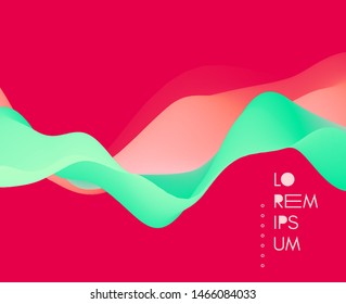 Abstract wavy background with modern gradient colors. Trendy liquid design. Motion sound wave. Vector illustration for banners, flyers and presentation.