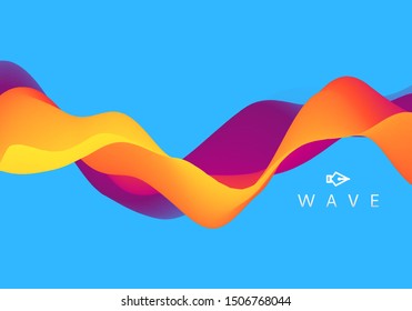 Abstract wavy background with modern gradient colors. Trendy liquid design. Motion sound wave. Vector illustration for banners, flyers and presentation.