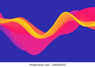 Abstract wavy background with modern gradient colors. Trendy liquid design. Motion sound wave. Vector illustration for banners, flyers and presentation.