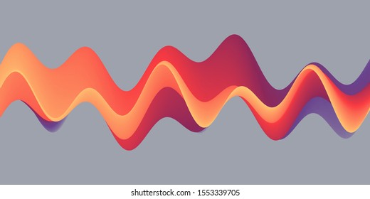 Abstract wavy background with modern gradient colors. Trendy liquid design. Motion sound wave. Vector illustration for banners, flyers and presentation.