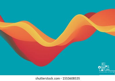 Abstract wavy background with modern gradient colors. Trendy liquid design. Motion sound wave. Vector illustration for banners, flyers and presentation.