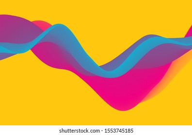 Abstract wavy background with modern gradient colors. Trendy liquid design. Motion sound wave. Vector illustration for banners, flyers and presentation.