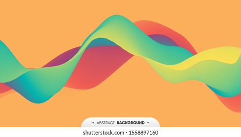 Abstract wavy background with modern gradient colors. Trendy liquid design. Motion sound wave. Vector illustration for banners, flyers and presentation.