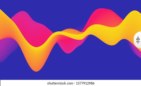 Abstract wavy background with modern gradient colors. Trendy liquid design. Motion sound wave. Vector illustration for banners, flyers and presentation.