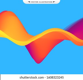 Abstract wavy background with modern gradient colors. Trendy liquid design. Motion sound wave. Vector illustration for banners, flyers and presentation.