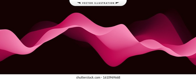 Abstract wavy background with modern gradient colors. Trendy liquid design. Motion sound wave. Vector illustration for banners, flyers and presentation.