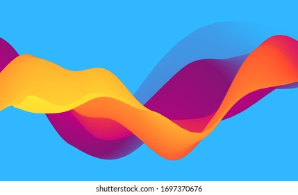 Abstract wavy background with modern gradient colors. Trendy liquid design. Motion sound wave. Vector illustration for banners, flyers and presentation.