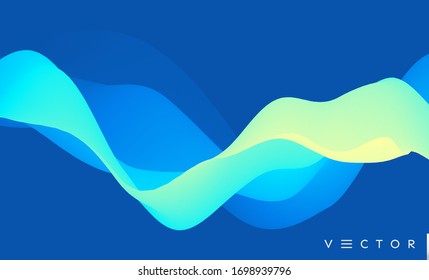 Abstract wavy background with modern gradient colors. Trendy liquid design. Motion sound wave. Vector illustration for banners, flyers and presentation.
