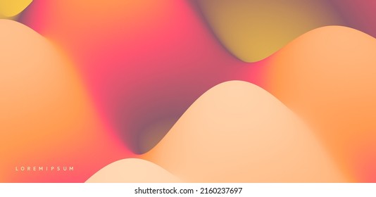 Abstract wavy background with modern gradient colors. Trendy liquid design. Motion sound wave. Vector illustration for banners, flyers and presentation.