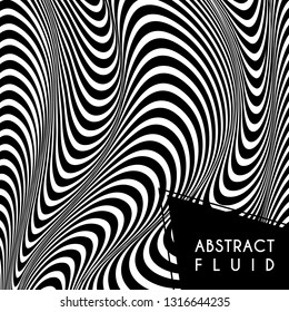 Abstract wavy background, optical art, opart striped. Vector waves, geometry line stripes