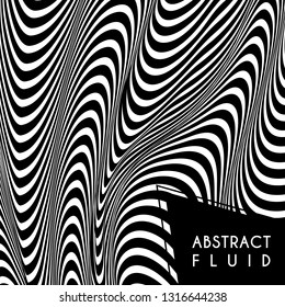 Abstract wavy background, optical art, opart striped. Vector waves, geometry line stripes