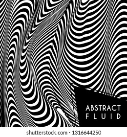 Abstract wavy background, optical art, opart striped. Vector waves, geometry line stripes