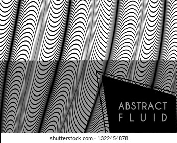 Abstract wavy background, optical art, opart striped. Vector waves, geometry line stripes
