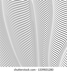 Abstract wavy background, optical art, opart striped. Vector waves, geometry ripple line stripes